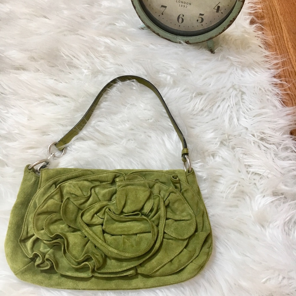 Yves Saint Laurent Green Suede Nadja Shoulder Bag